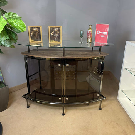 Varo Brown & Black Glass Top Bar Unit - Ornate Home