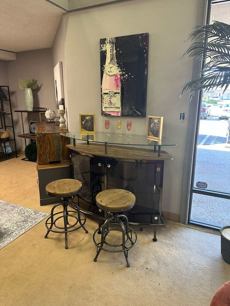 Varo Brown & Black Glass Top Bar Unit - Ornate Home