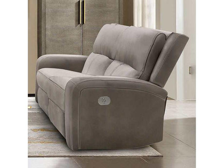 Vasilios Taupe Leatherette Power Loveseat - Ornate Home