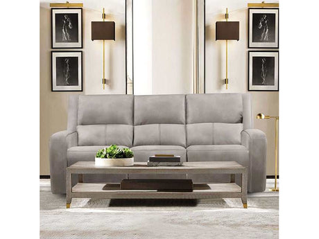 Vasilios Taupe Leatherette Power Reclining Sofa - Ornate Home