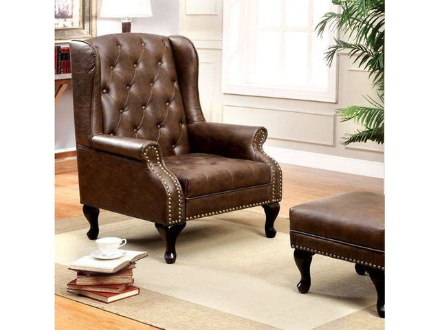 Vaugh Rustic Brown Accent Chair - Ornate Home