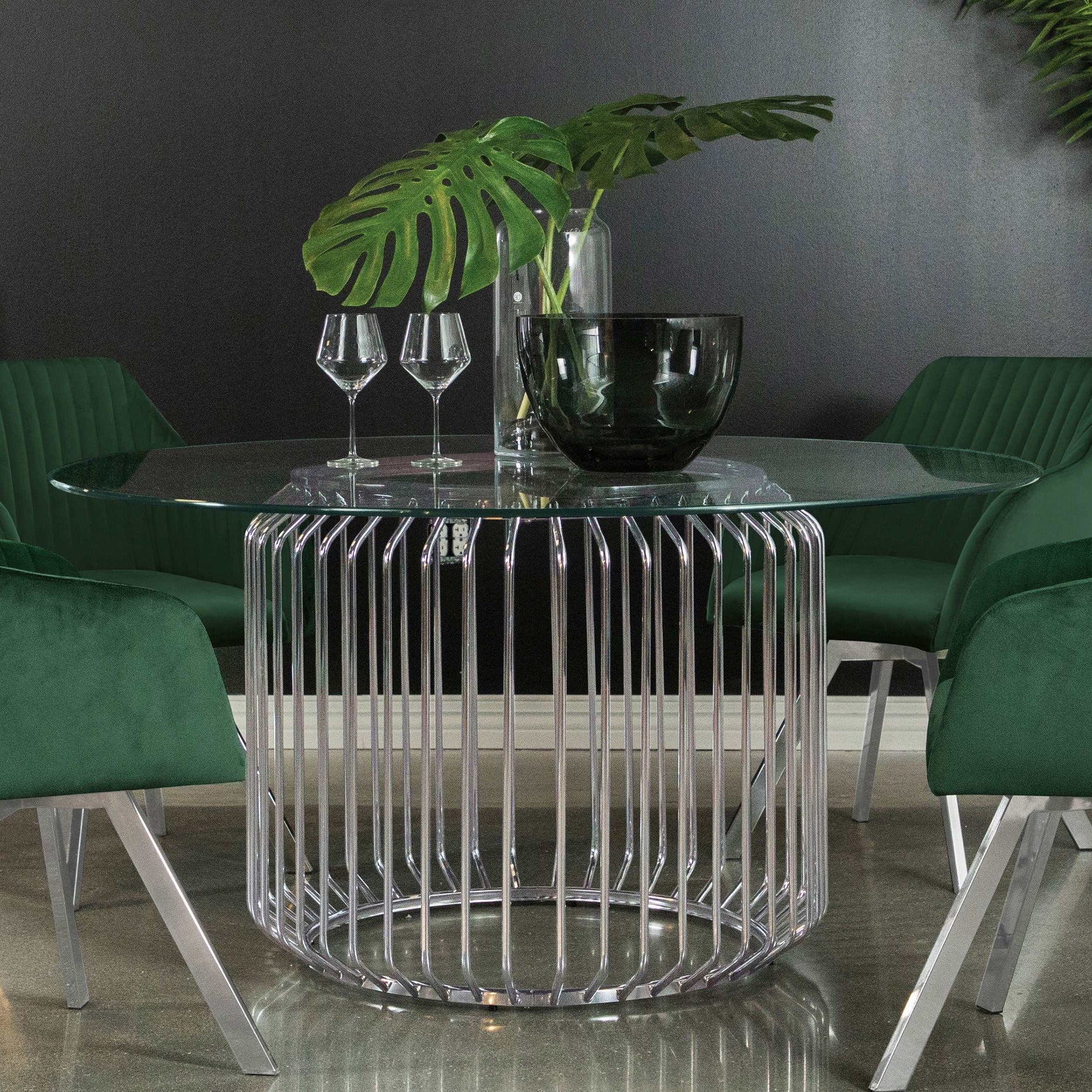 Veena Clear / Chrome Dining Table - Ornate Home