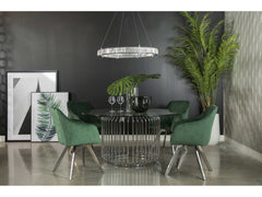 Veena Round Clear Tempered Glass & Chrome Dining Table - Ornate Home
