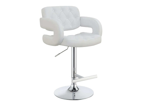 Veer White & Chrome 29″ Adjustable Height Bar Stool - Ornate Home