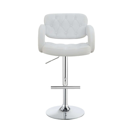 Veer White & Chrome 29″ Adjustable Height Bar Stool - Ornate Home