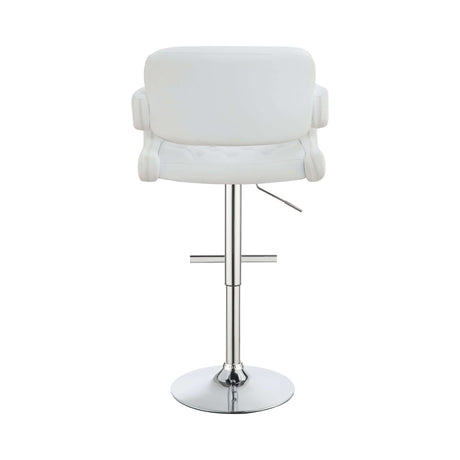 Veer White & Chrome 29″ Adjustable Height Bar Stool - Ornate Home