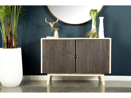Velm White Washed & Black Accent Cabinet - Ornate Home