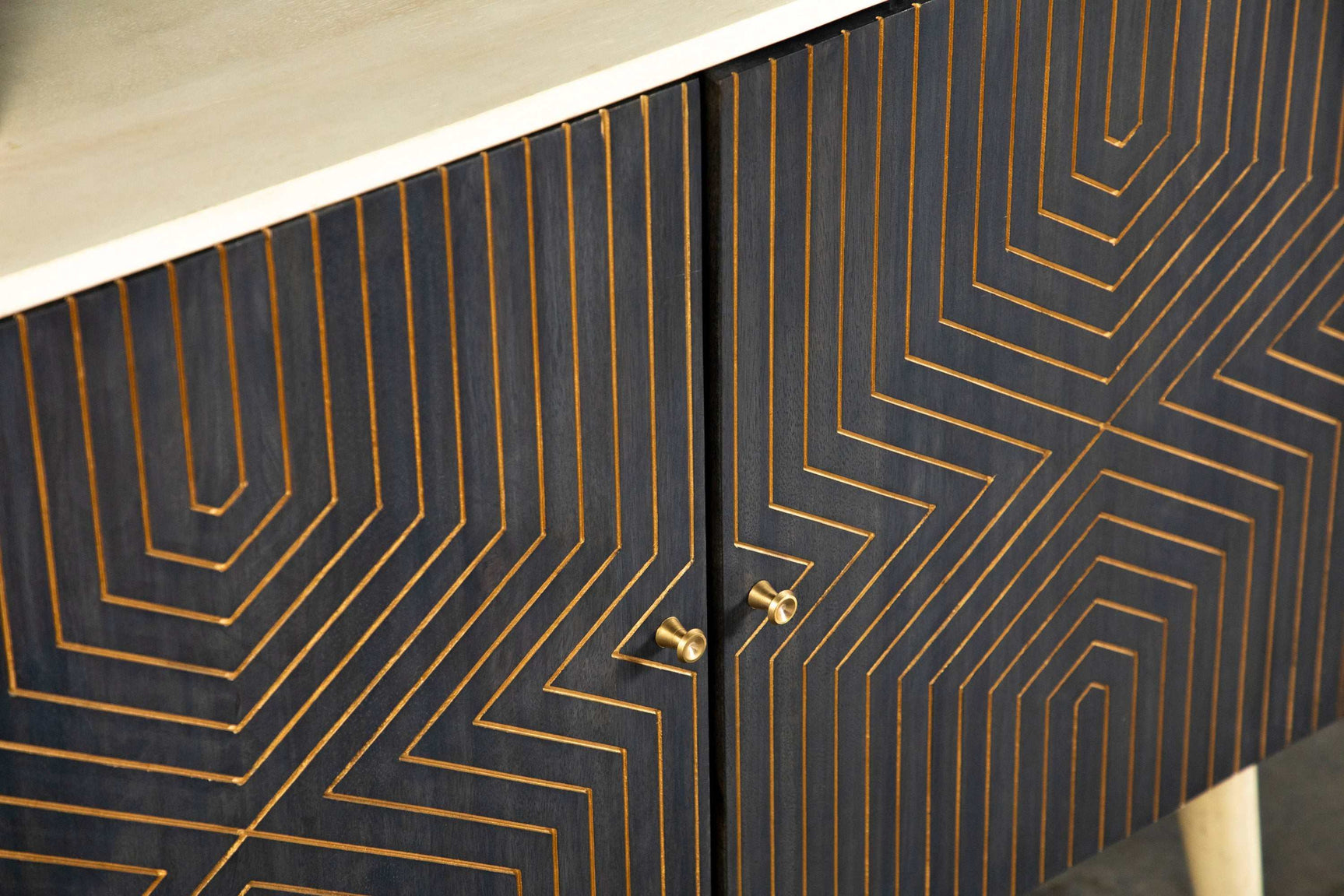 Velm White Washed & Black Accent Cabinet - Ornate Home