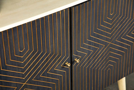 Velm White Washed & Black Accent Cabinet - Ornate Home