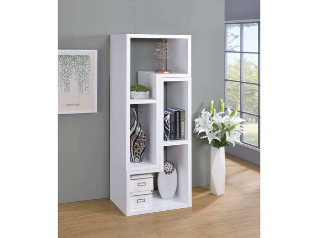 Velma White Convertible TV Console & Bookcase - Ornate Home