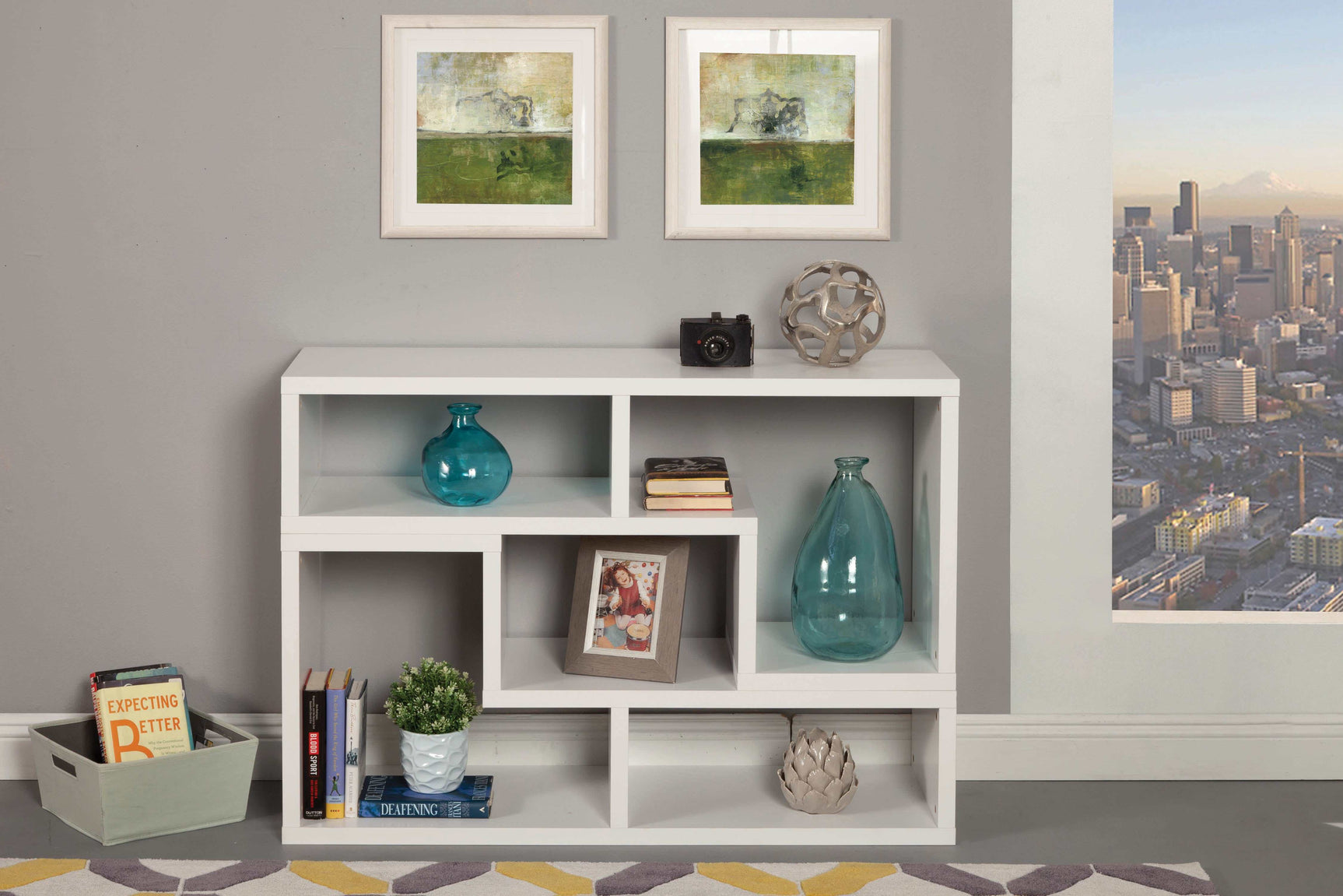 Velma White Convertible TV Console & Bookcase - Ornate Home