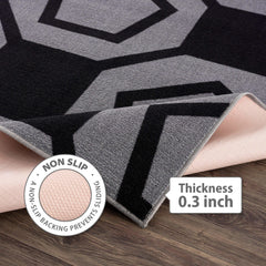 Ventura Black Geometric Indoor NonSlip Area Rugs - Ornate Home
