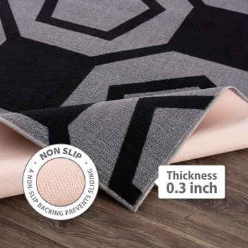 Ventura Black Geometric Indoor NonSlip Area Rugs - Ornate Home