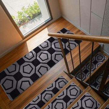 Ventura Black Geometric Indoor NonSlip Area Rugs - Ornate Home