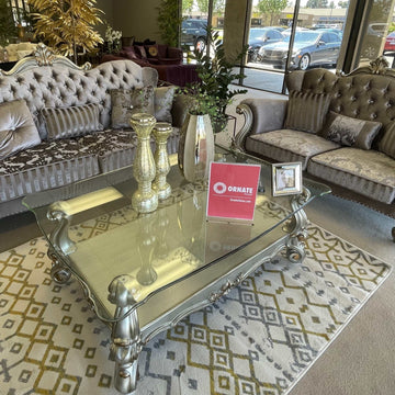 Versailles Antique Platinum & Clear Glass Coffee Table - Ornate Home