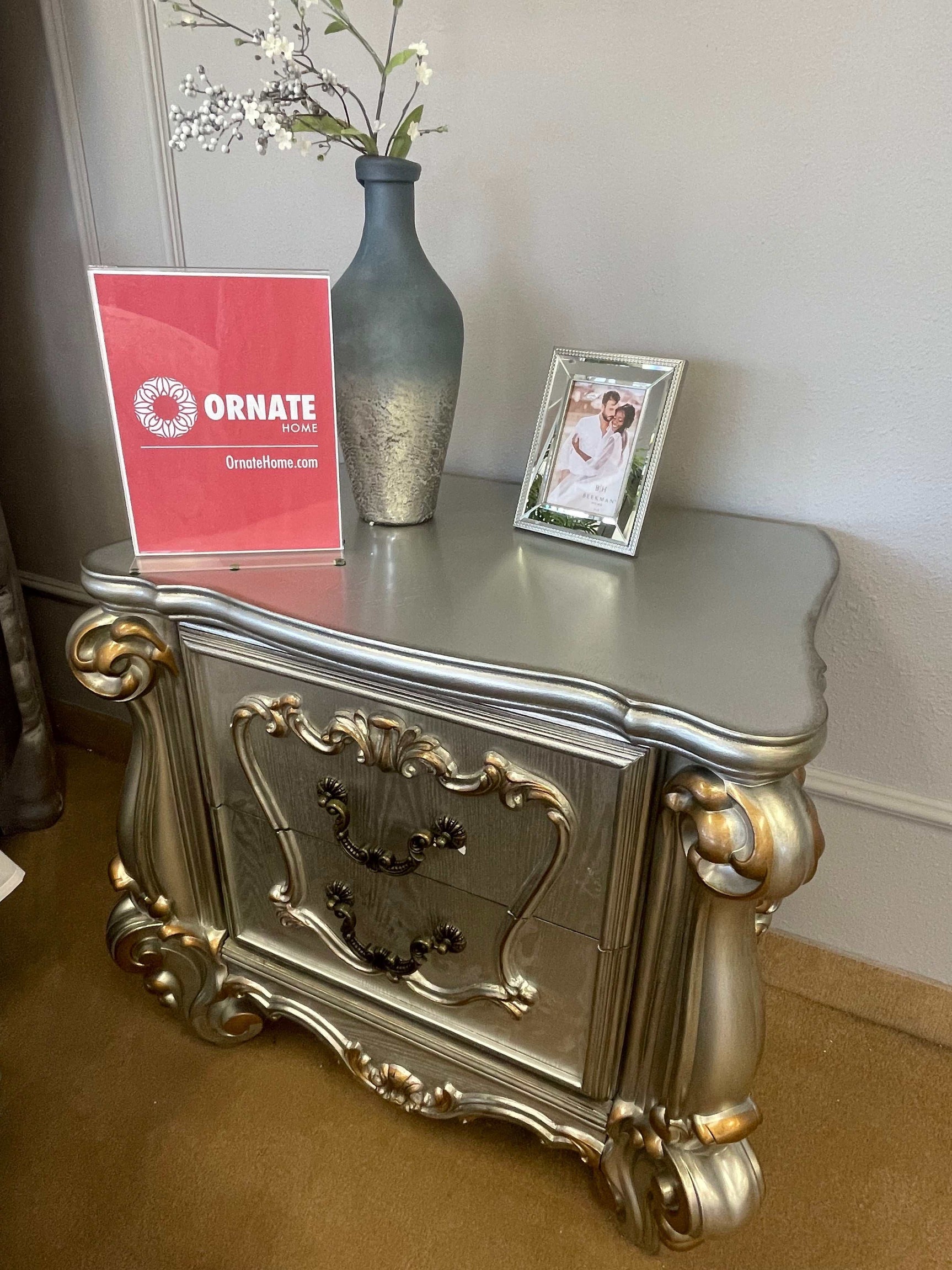 Versailles Antique Platinum Nightstand - Ornate Home