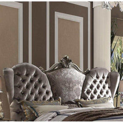 Versailles Antique Platinum Velvet Queen Bed - Ornate Home