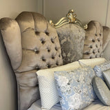 Versailles Antique Platinum Velvet Queen Bed - Ornate Home