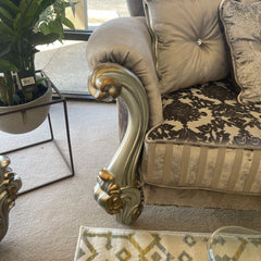 Versailles Velvet & Antique Platinum Loveseat w/3 Pillows - Ornate Home