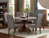 Vesper Beige Marble & Brown Round Dining Table - Ornate Home