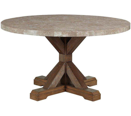 Vesper Brown & Gray Marble Round Dining Set - Ornate Home