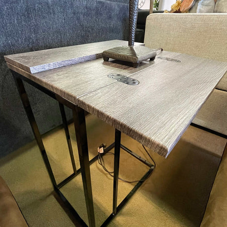 Vesrav Grey & Black Expandable Top Accent Table - Ornate Home