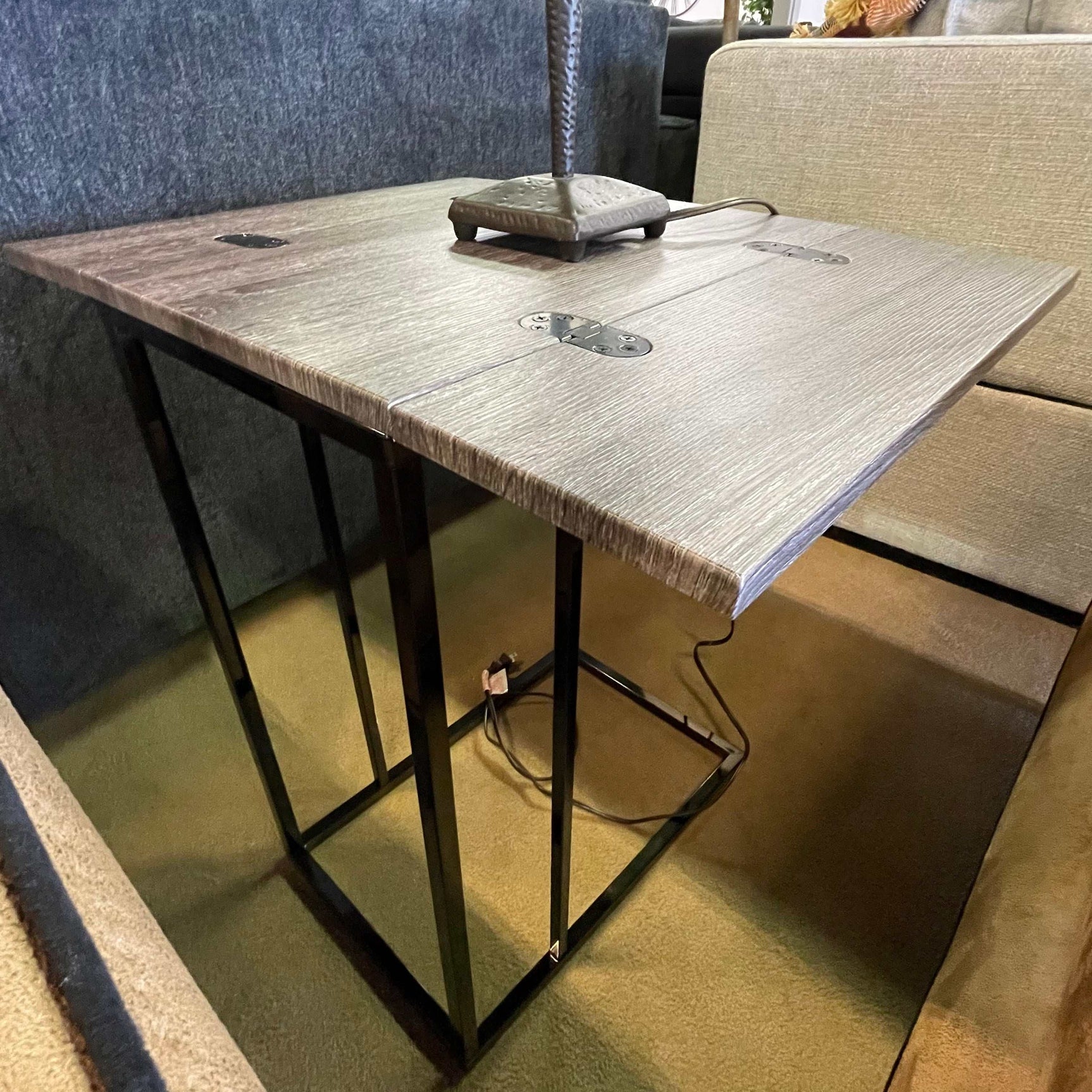 Vesrav Grey & Black Expandable Top Accent Table - Ornate Home