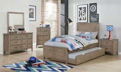 Vevey Wire-Brushed Warm Gray Twin Bed - Ornate Home