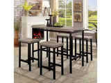 Vilvoorde Black & Gray Metal 5pc Counter Height Set - Ornate Home