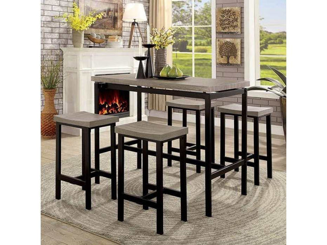 Vilvoorde Black & Gray Metal 5pc Counter Height Set - Ornate Home
