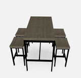 Vilvoorde Black & Gray Metal 5pc Counter Height Set - Ornate Home