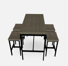 Vilvoorde Black & Gray Metal 5pc Counter Height Set - Ornate Home