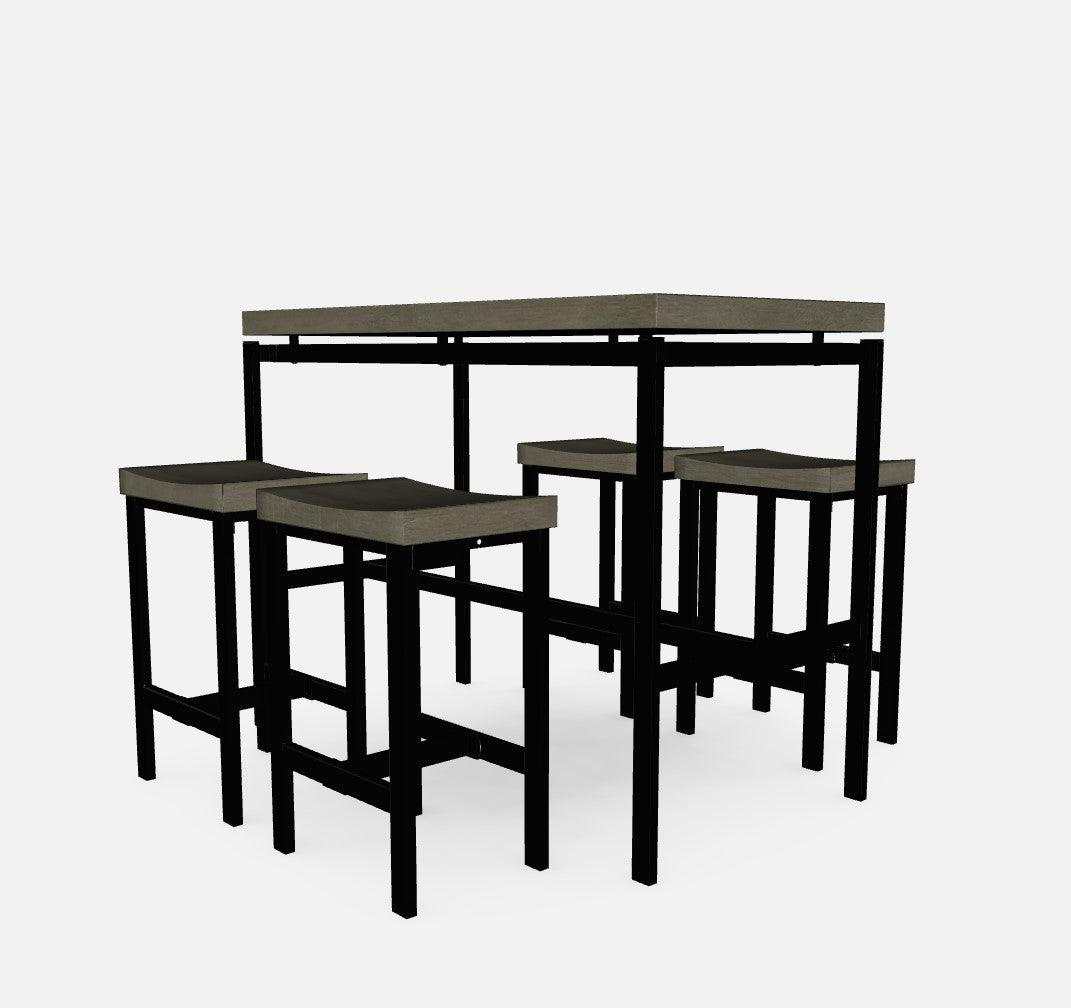 Vilvoorde Black & Gray Metal 5pc Counter Height Set - Ornate Home