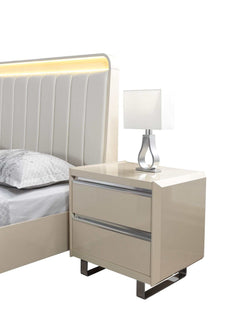 Viola Cream High Gloss Lacquer 4-Piece Queen Bedroom Set - Ornate Home