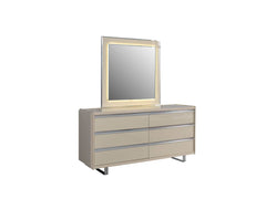 Viola Cream High Gloss Lacquer 4-Piece Queen Bedroom Set - Ornate Home