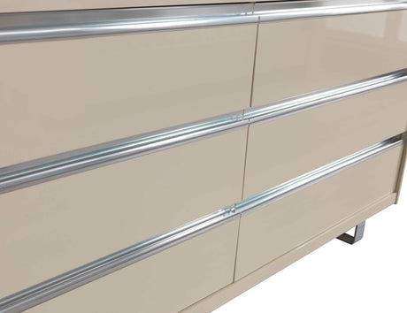 Viola Cream High Gloss Lacquer 4-Piece Queen Bedroom Set - Ornate Home