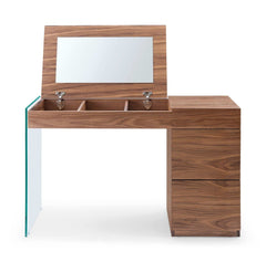 Volare Walnut Floating Glass Vanity w/ Mirror - Ornate Home