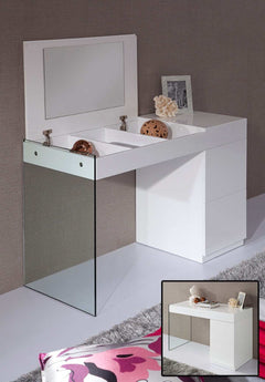 Volare White Floating Glass Vanity w/ Mirror - Ornate Home