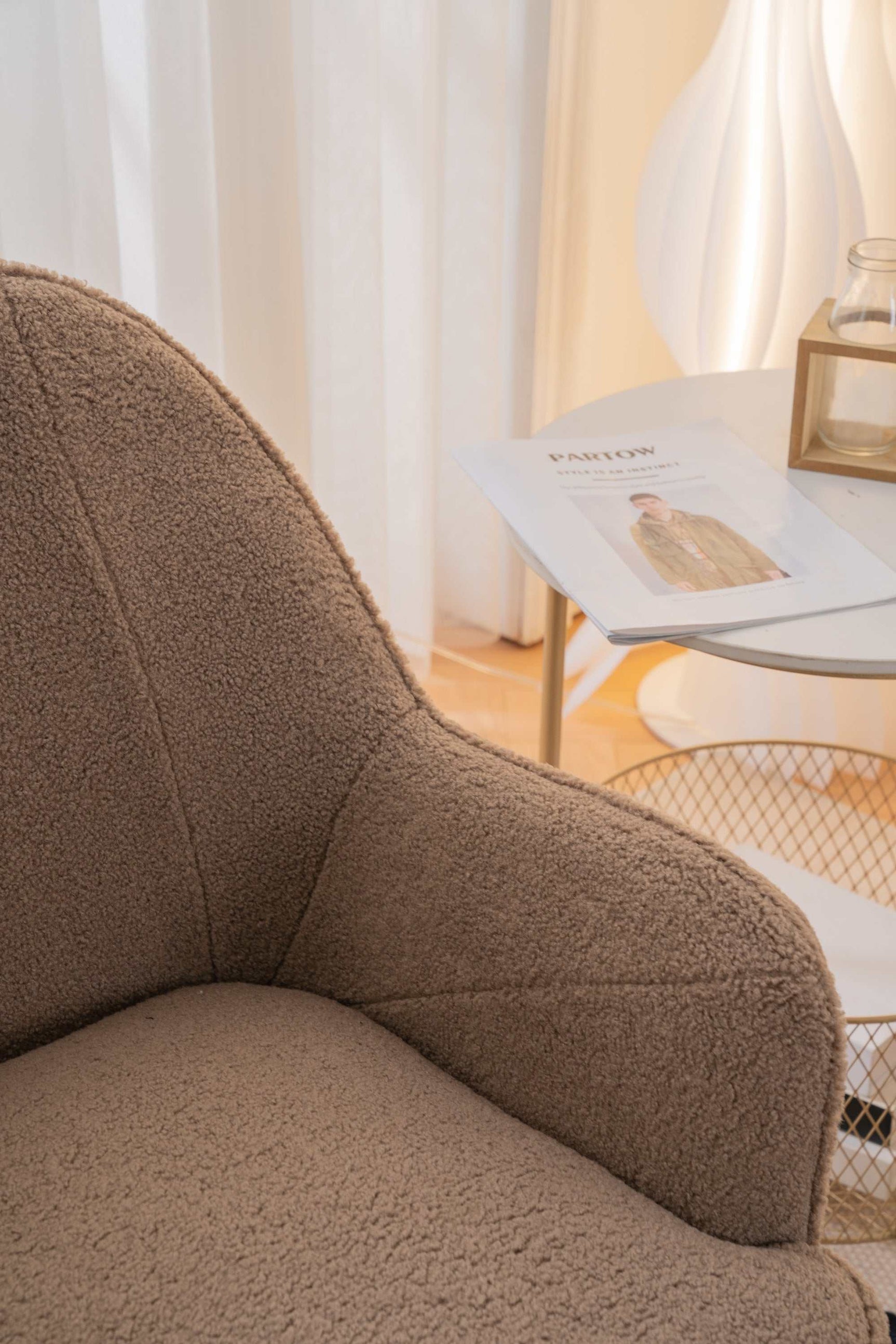 Volta Soft Brown Teddy  Accent Chair - Ornate Home