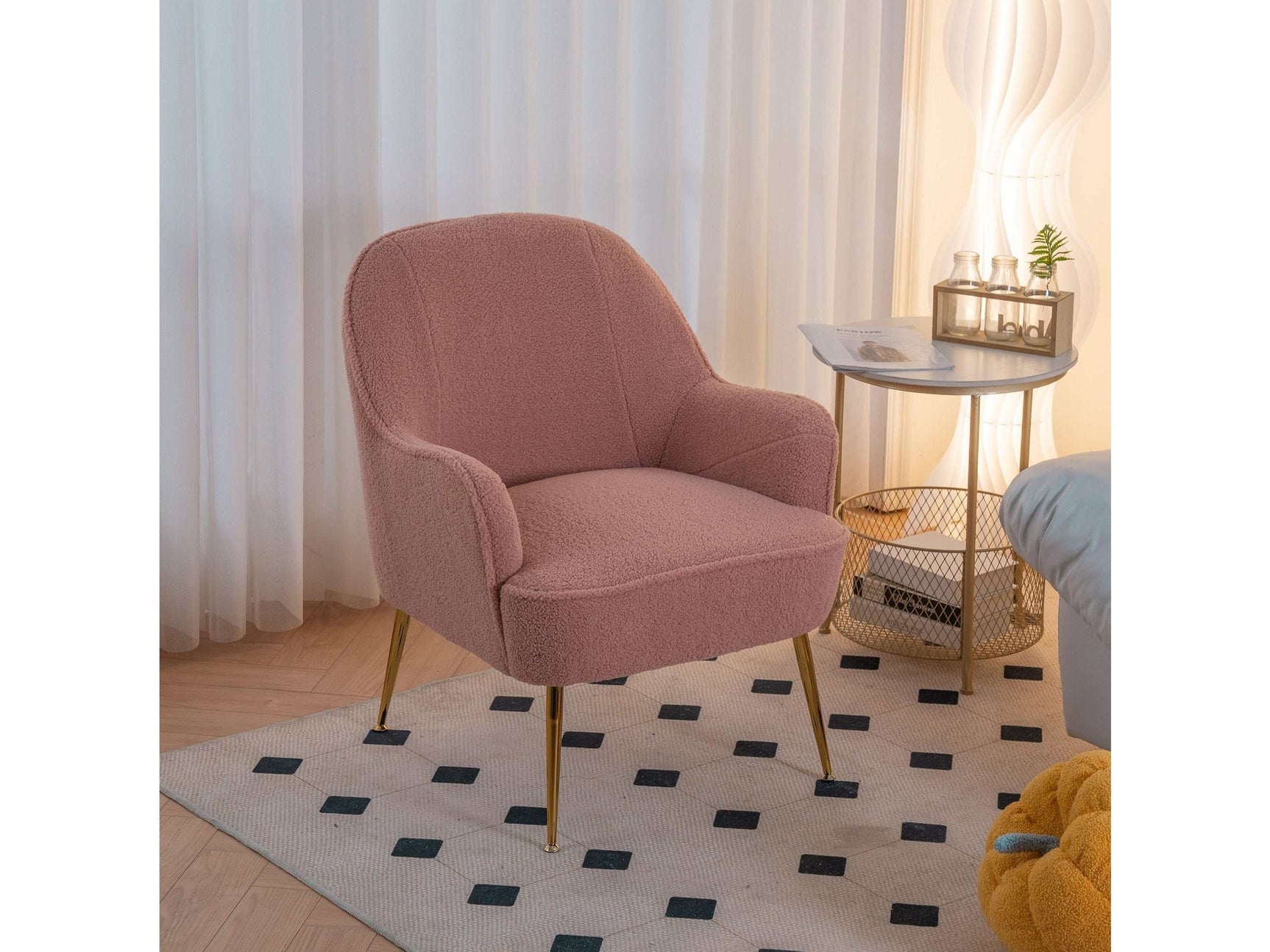 Volta Soft Pink Teddy  Accent Chair - Ornate Home
