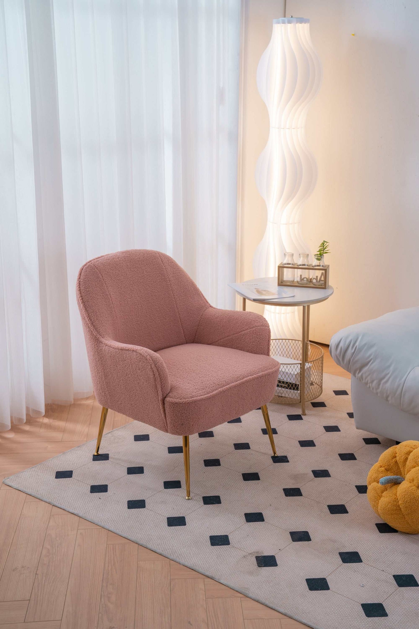 Volta Soft Pink Teddy  Accent Chair - Ornate Home