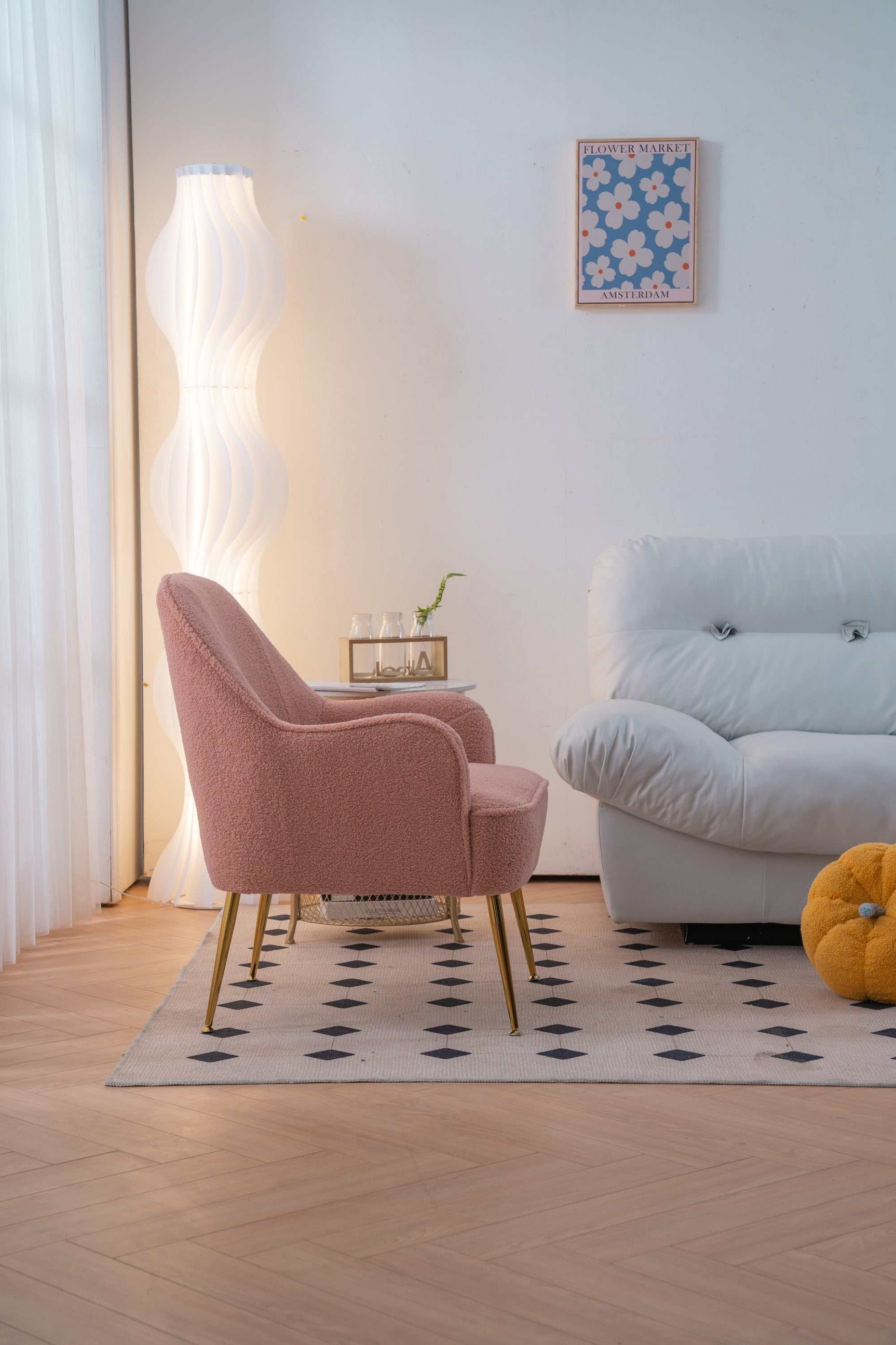 Volta Soft Pink Teddy  Accent Chair - Ornate Home