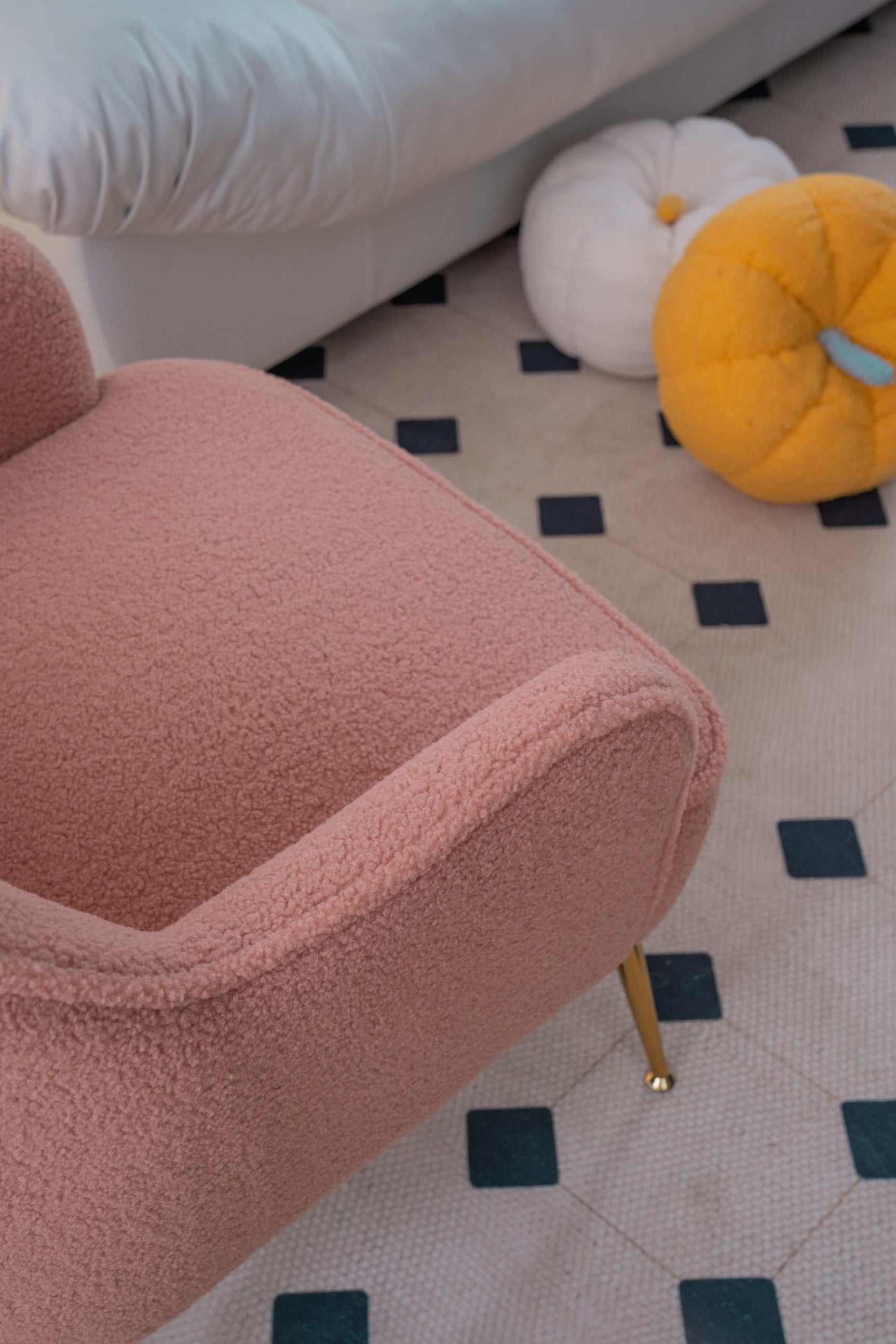 Volta Soft Pink Teddy  Accent Chair - Ornate Home