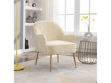 Volta Soft Velvet Cream White Accent Chair - Ornate Home