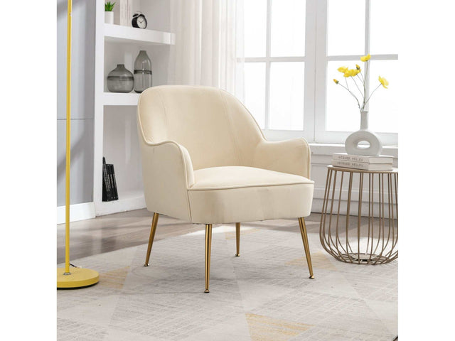 Volta Soft Velvet Cream White Accent Chair - Ornate Home