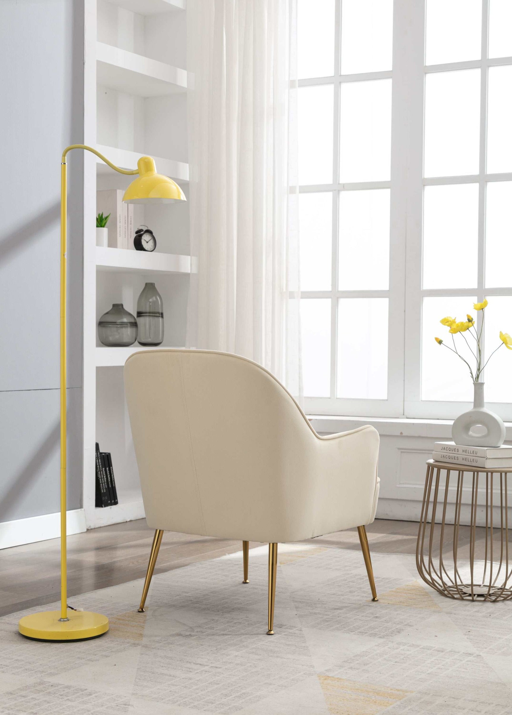 Volta Soft Velvet Cream White Accent Chair - Ornate Home