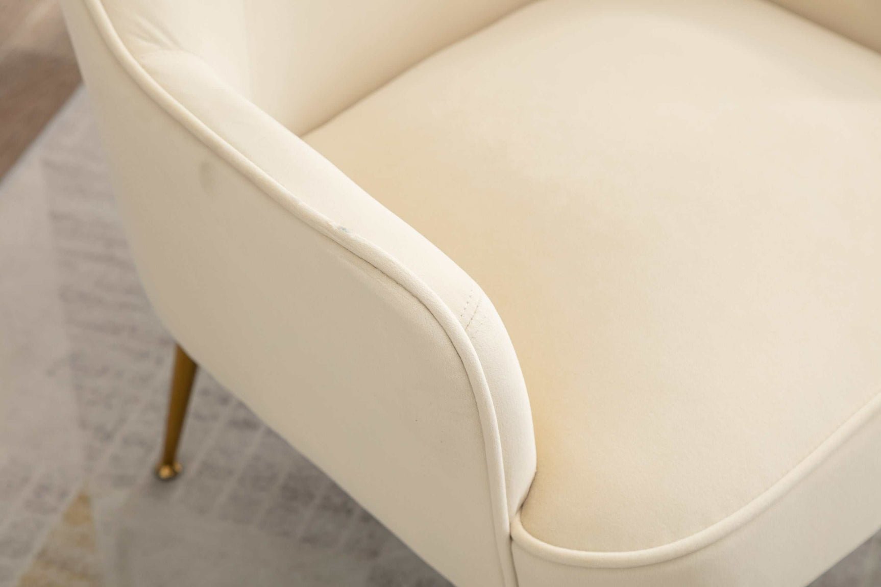 Volta Soft Velvet Cream White Accent Chair - Ornate Home