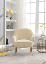 Volta Soft Velvet Cream White Accent Chair - Ornate Home