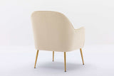 Volta Soft Velvet Cream White Accent Chair - Ornate Home