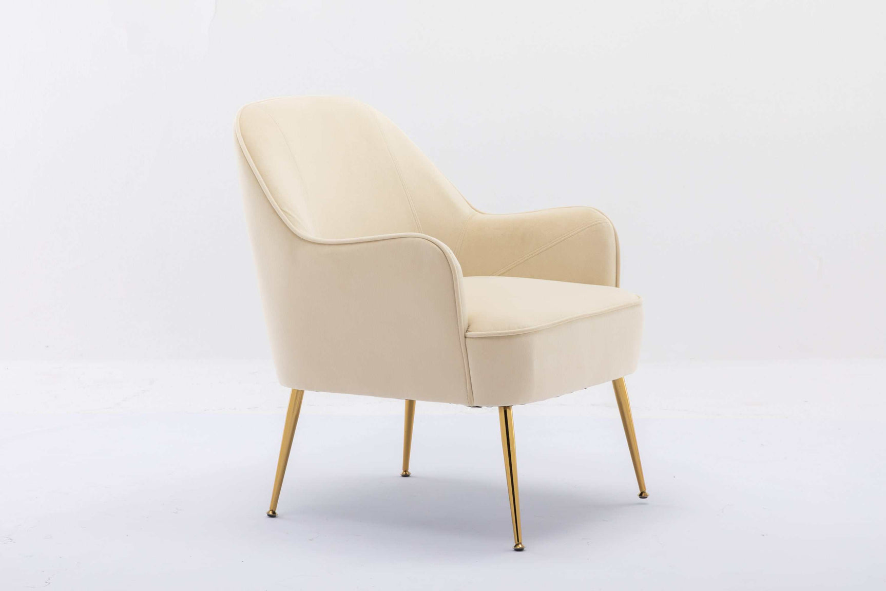 Volta Soft Velvet Cream White Accent Chair - Ornate Home